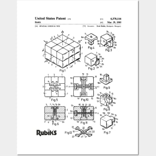 Rubik's Cube Patent Black Posters and Art